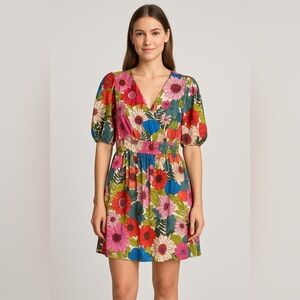 On 34th Floral Print Lined Summer Mini Dress Size Large NWT Multicolor